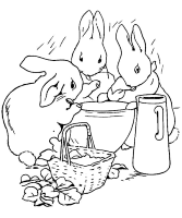 Een kleurplaat van  peter rabbit